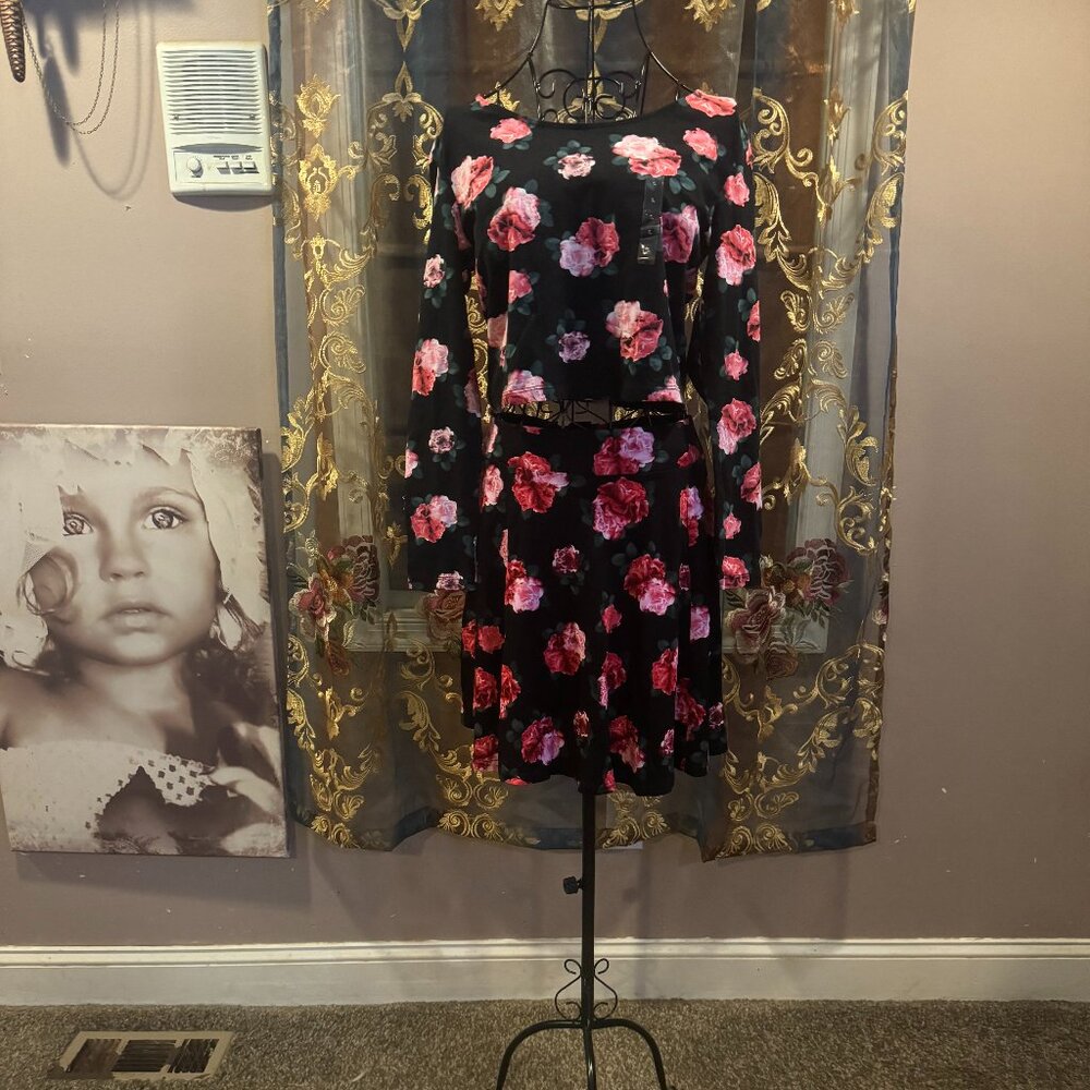 H&M floral crop & mini skirt coordinated set